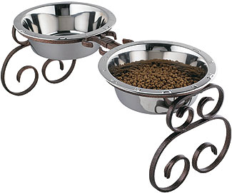 Wrought Iron Raised Pet Feeder - 10" tall - 3 Quart