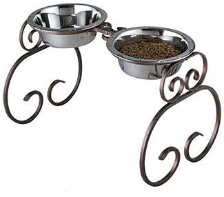 Wrought Iron Raised Pet Feeder - 16" tall - 3 Quart