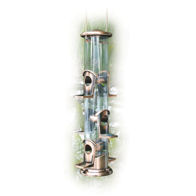 Brushed Copper 6 Port Seed Feeder