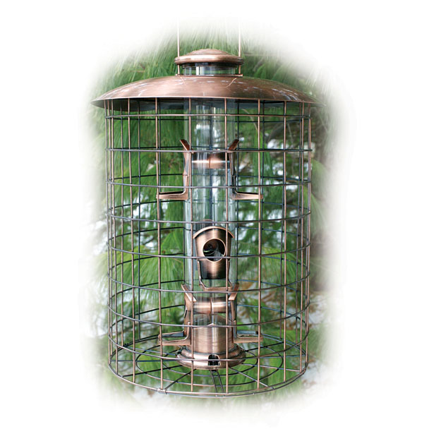 Brushed Copper Caged 6 Port Seed Feeder