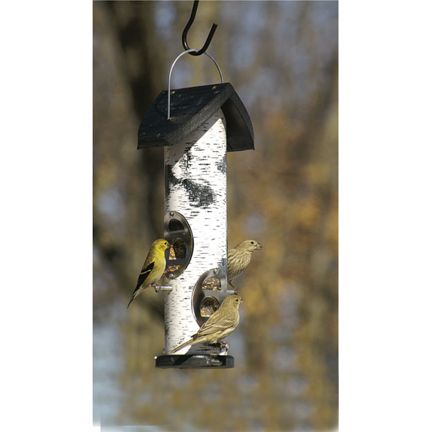 Birch Log Mixed Seed Tube Feeder