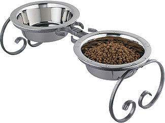 Wrought Iron Raised Pet Feeder - 7" tall - 2 Quart