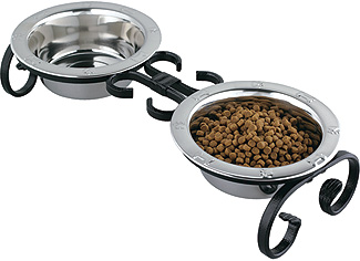 Classic Wrought Iron Raised Feeder - 4" Height  - Quart Bowls